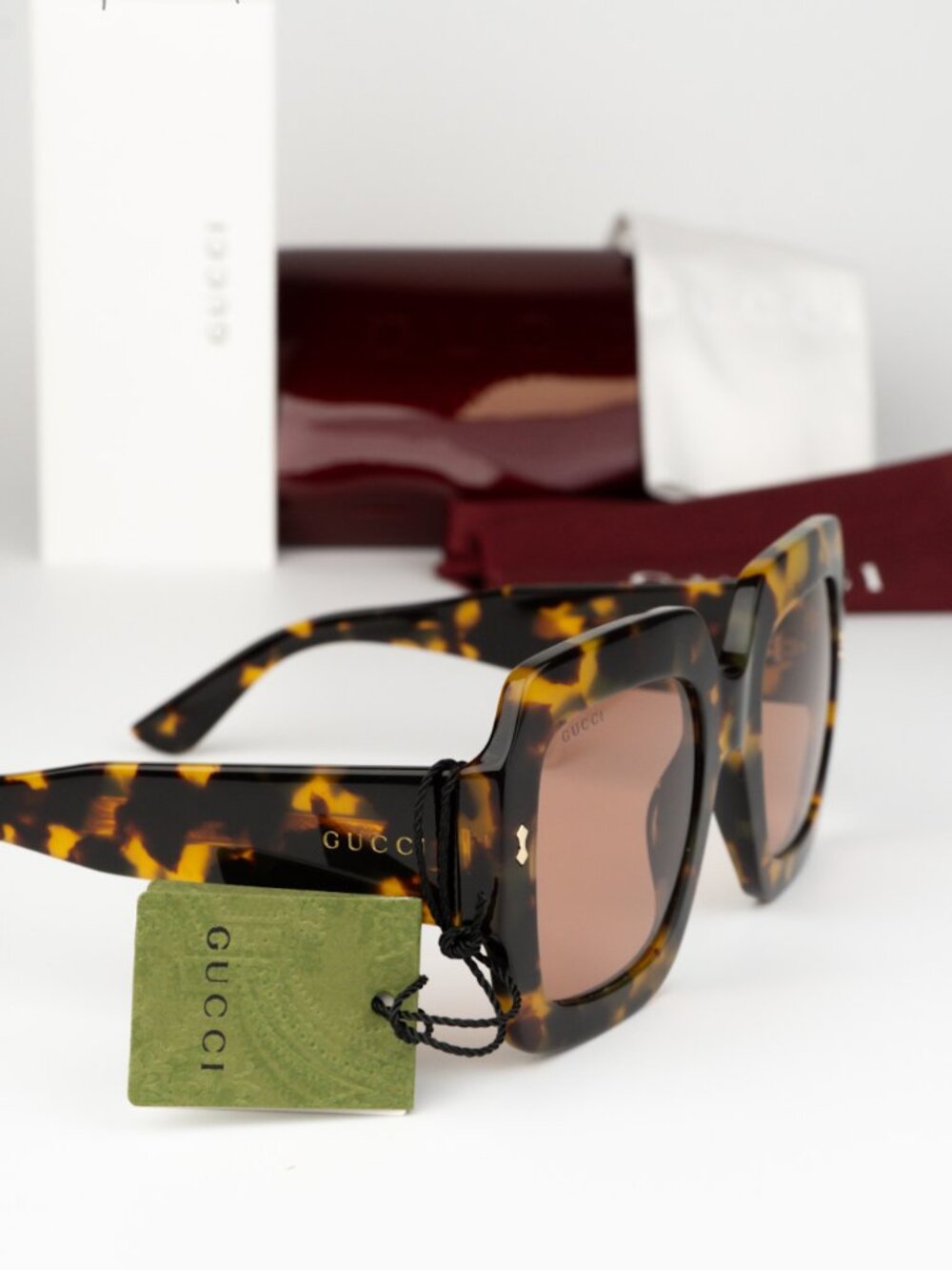 Gucci Women Sunglasses Havana Red Square GG1111S 003 NEW AUTHENTIC - Picture 3 of 9